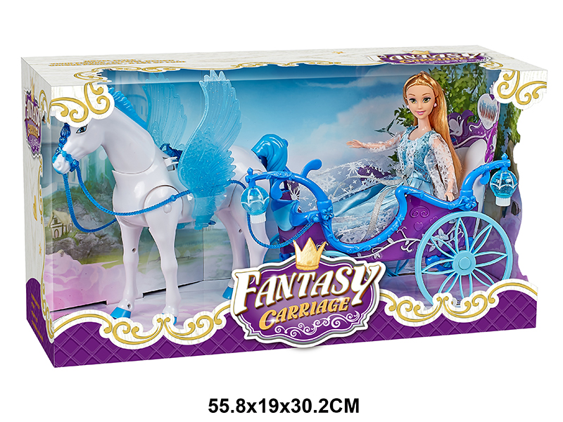 B/O Pegasus + Carriage + 29cm Solid Doll