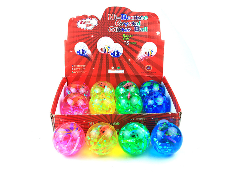 7.5cm Hi-Bounce Crystal Glitter Ball With Light (Water Ball)12pcs