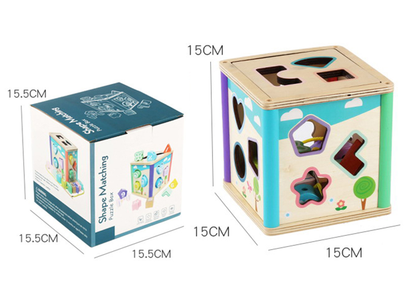 Wooden Shape Matching Puzzle Box