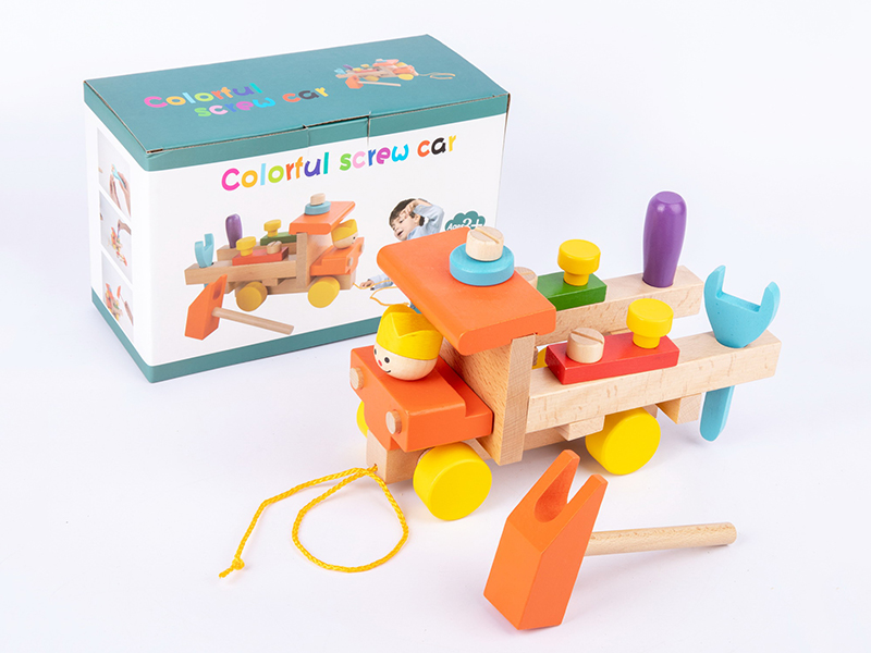 Wooden Colorful Screw Car