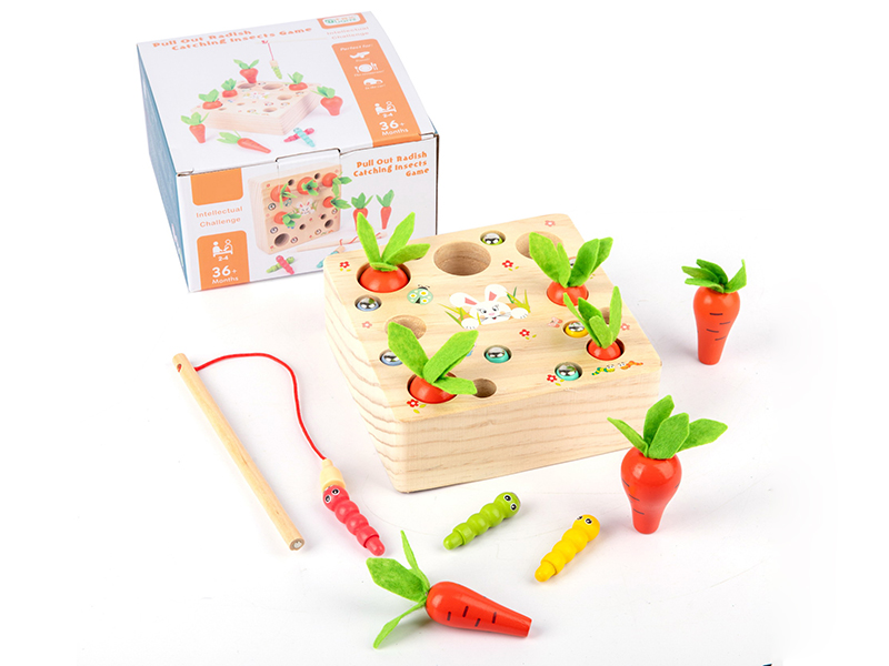 (Wooden)Pull Up Carrots Catching Insects Game