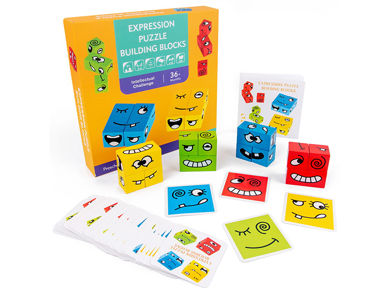 Wooden Expression Puzzle Building Blocks