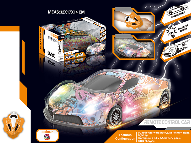 1:16 Gesture 2 In 1 Gravity Sensing Remote Control Graffiti Race Car With Colorful Lights