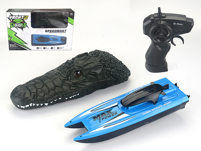 1:47 2.4G Remote Control Speedboat + Crocodile Head Cover