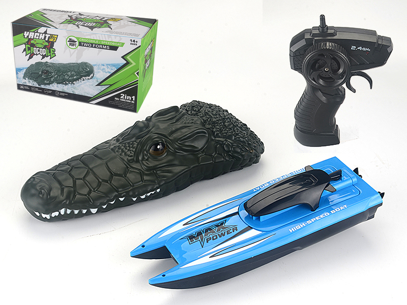 1:47 2.4G Remote Control Speedboat + Crocodile Head Cover