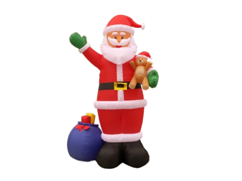 240CM Santa Inflatable Model With Giftbag And Teddy, With 5 LED Lights, Fan And Adaptor