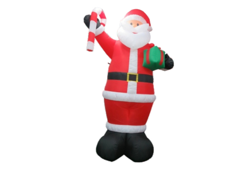 240CM Santa Claus With Giftbox And Candy Cane, With 4 LED Lights, Fan And Adaptor