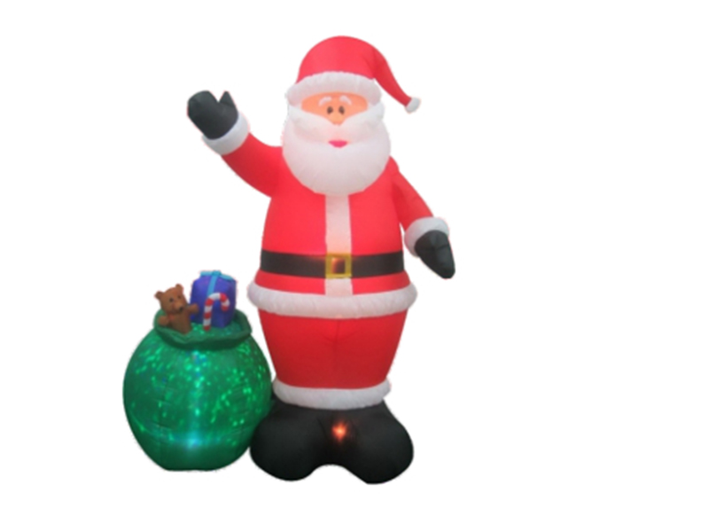 240CM Santa Claus With Giftbox, With 3 LED Lights, Fan And Adaptor