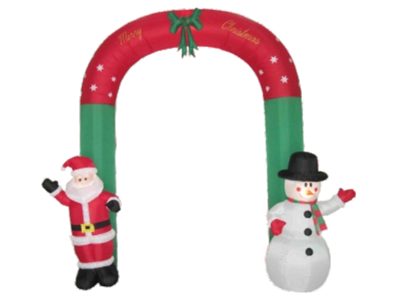 240CM  Inflatable Santa & Snowman Candy Arch, With 5 LED Lights, Fan And Adaptor