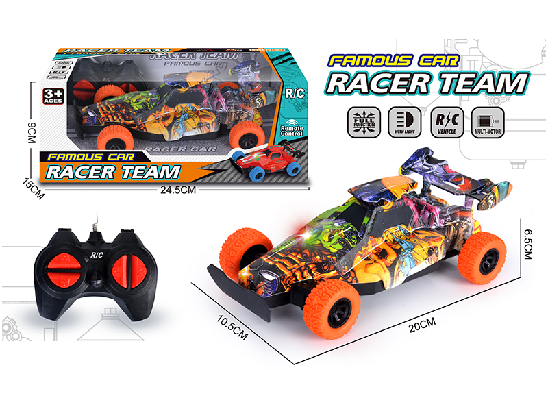 4Ch R/C Graffiti Racing Car With Double Flashing Lights