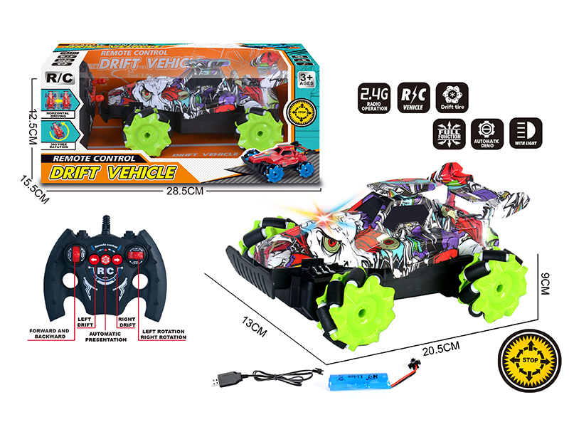 2.4G R/C Graffiti Mcnamm Wheel 360 Degree Rotation Side Race Car With Light