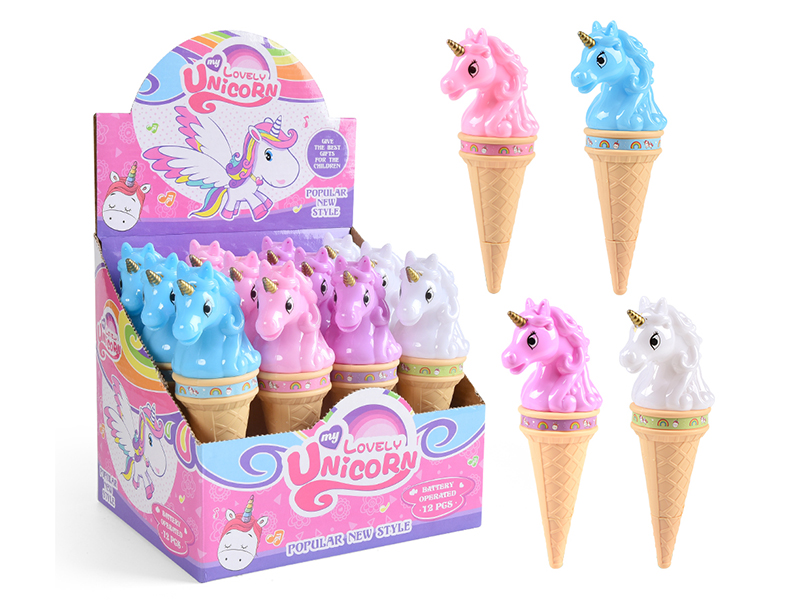 Unicorn Ice Cream Flash Magic Stick With Light And Music 12PCS