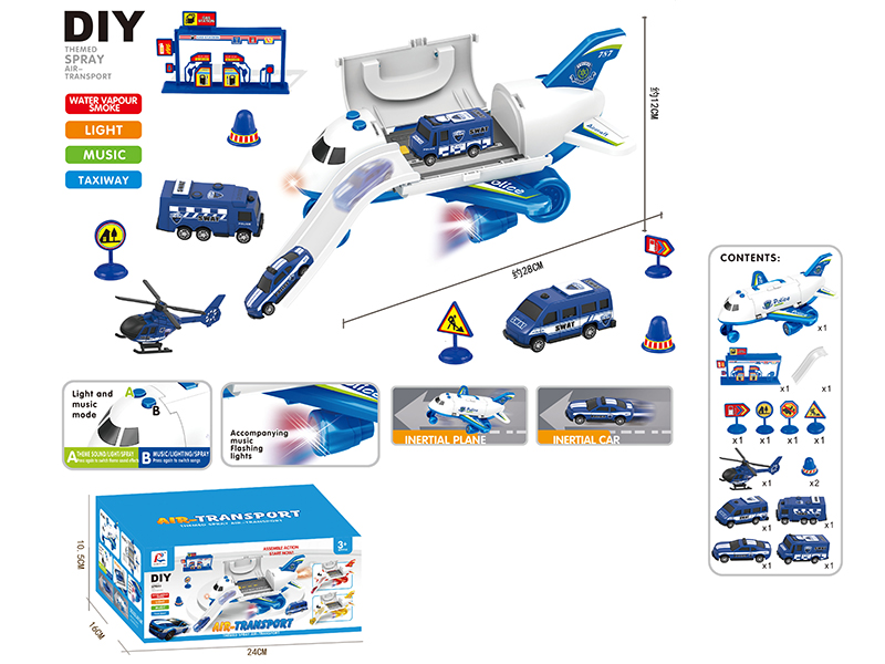 Friction Storage Small Aircraft DIY Set(Police Theme)