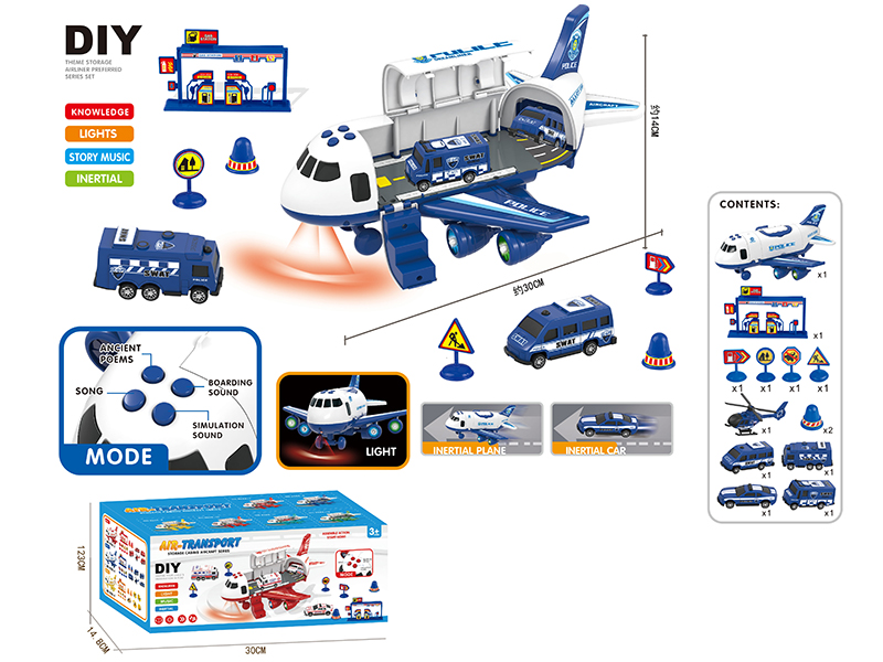 Friction Storage Middle Size Aircraft DIY Set(Police Theme)