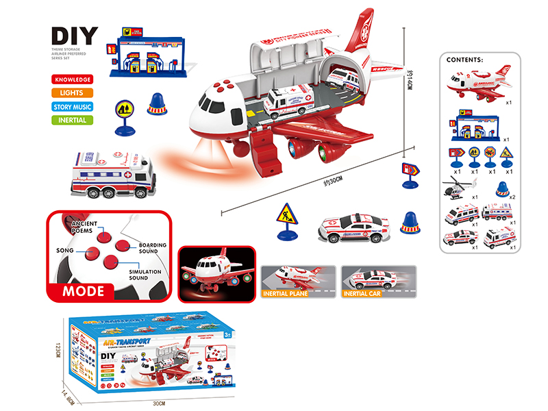 Friction Storage Middle Size Aircraft DIY Set(Ambulance Theme)