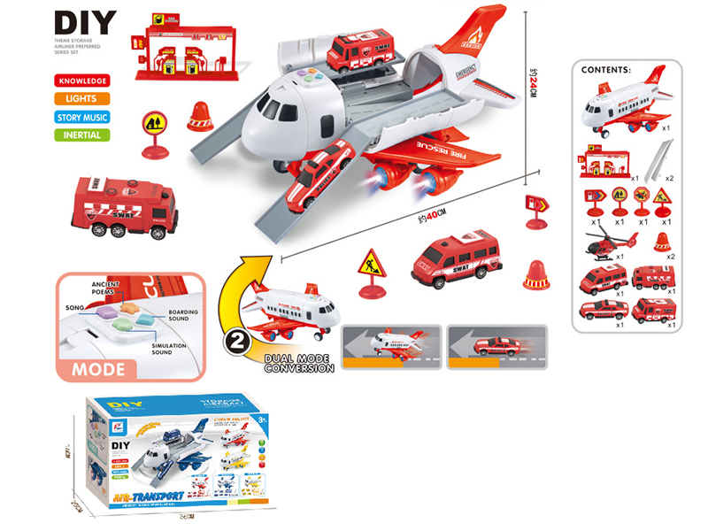 Friction Storage Large Size Aircraft DIY Set(Fire Alarm Theme)