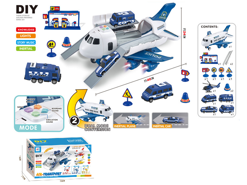 Friction Storage Large Size Aircraft DIY Set(Police Theme)