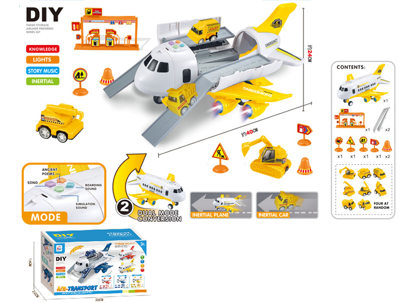 Friction Storage Large Size Aircraft DIY Set(Engineering Theme)