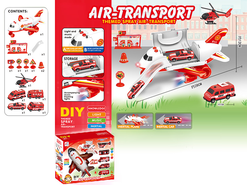 Friction Fire Control Storage Airplane With 5 Slide Cars