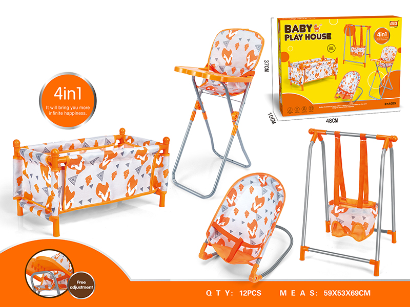 Baby Play House 4 In 1(Baby Crib,Swing,High Chair,Baby Bouncer)