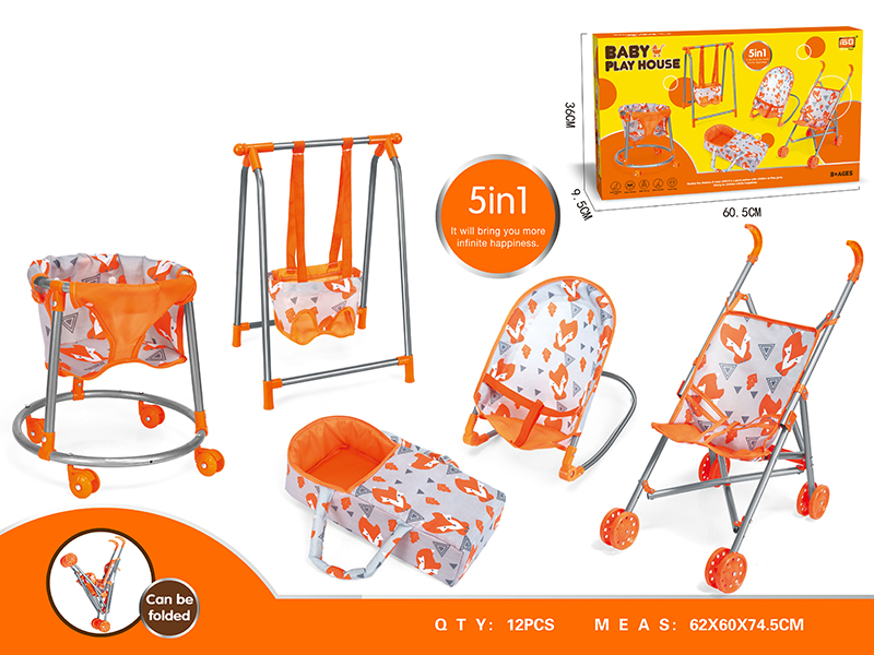 Baby Play House 5 In 1(Plastic Stroller,Swing,Baby Bouncer,Baby Walker, Portable Sleeping Basket)