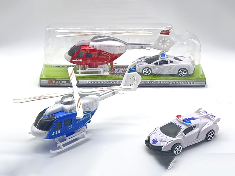 Pull Wire Aircraft With Pull Back Police Car