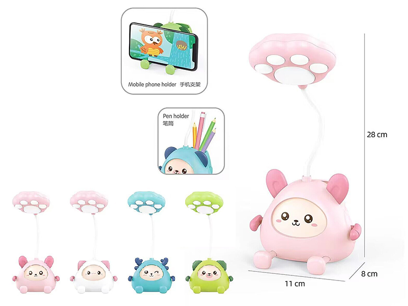 LED Cartoon Animal Table Lamp (Pen Holder,Mobile Phone Holder,With USB Cable)