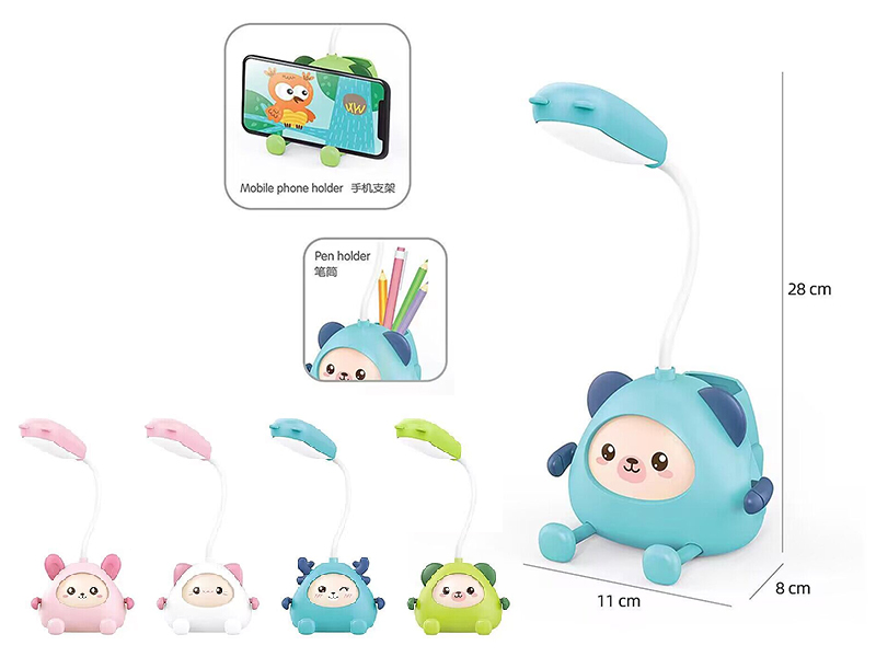 LED Cartoon Animal Table Lamp (Pen Holder,Mobile Phone Holder,With USB Cable)