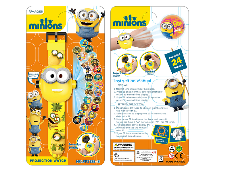 Minions Flip Projection Electronic Watch