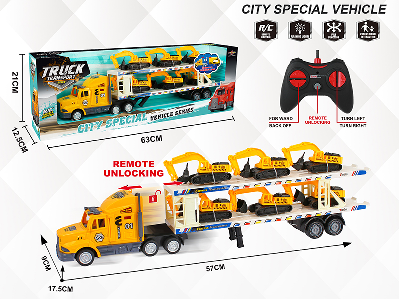 4-Channel Remote Control Unlocking Container Car(With 6 Engineering Trucks)