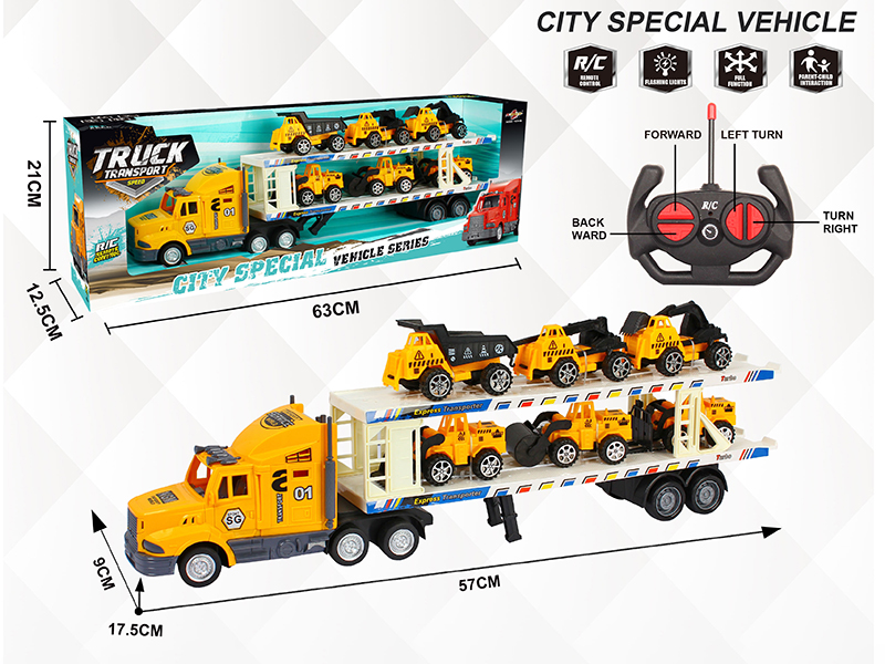 4-Channel Remote Control Container Car(With 6 Engineering Trucks)