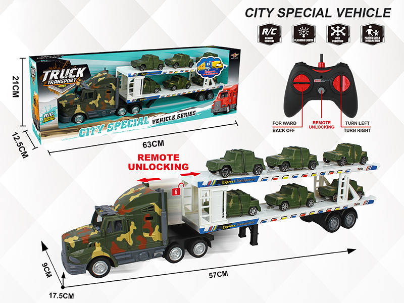 4-Channel Remote Control Unlocking Container Car(With 6 Hummers)