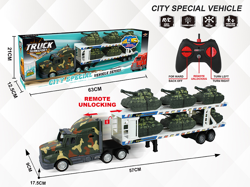 4-Channel Remote Control Unlocking Container Car(With 6 Tanks)