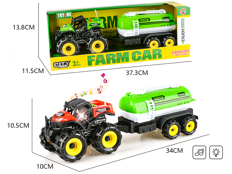 Friction Farm Car With Light And Music + Water Tank