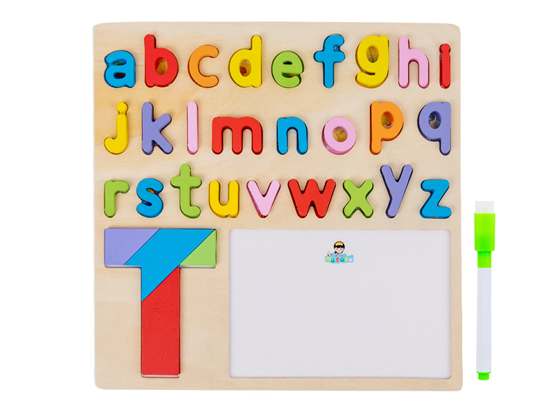 Wooden Alphabet Puzzles Drawing Board 2 In 1