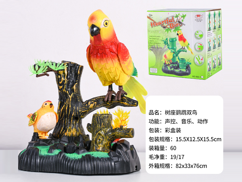 Sound Control Tree Parrot Twin Bird