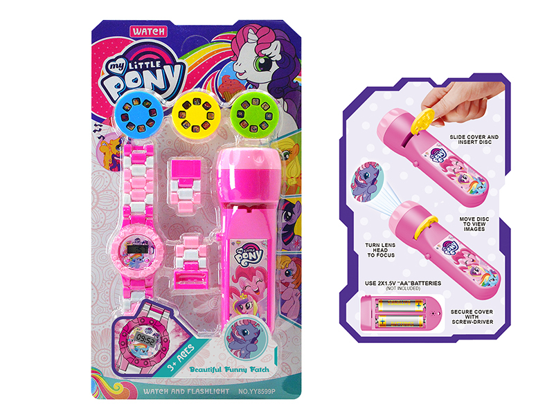 Kids Electronic Watch With Projection Electric Torch Set