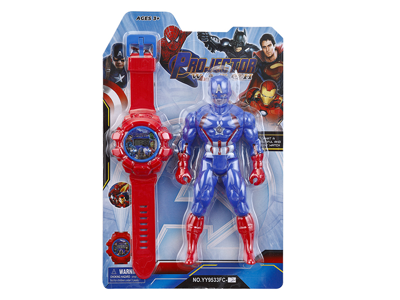 Kids Projection Electronic Watch With Action Figure Toy