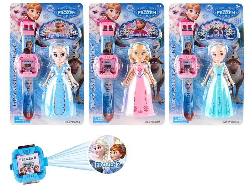 Projection Electronic Watch With Frozen Princess Figure Toy