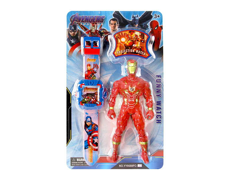 Projection Electronic Watch With Avengers Action Figures Toy