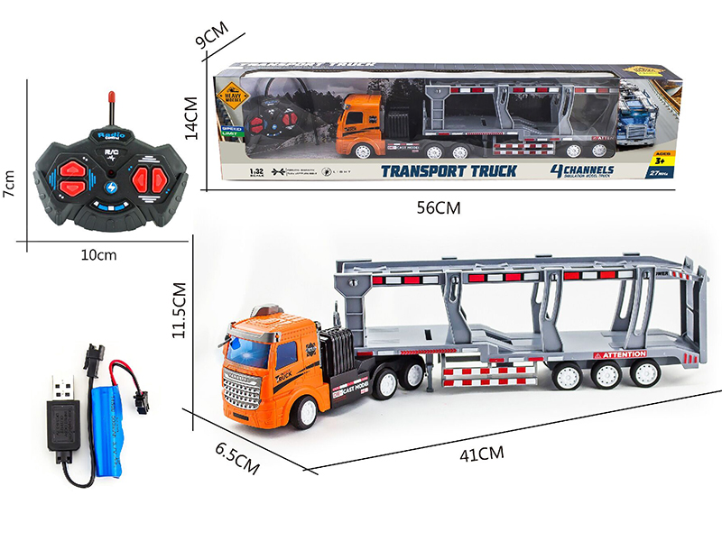 1:32 27Mhz 4-Channel Remote Control  Double-Deck Transport Truck With Light(Included  Batteries)