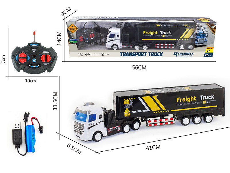 1:32 27Mhz 4-Channel Remote Control Container Truck With Light(Included  Batteries)