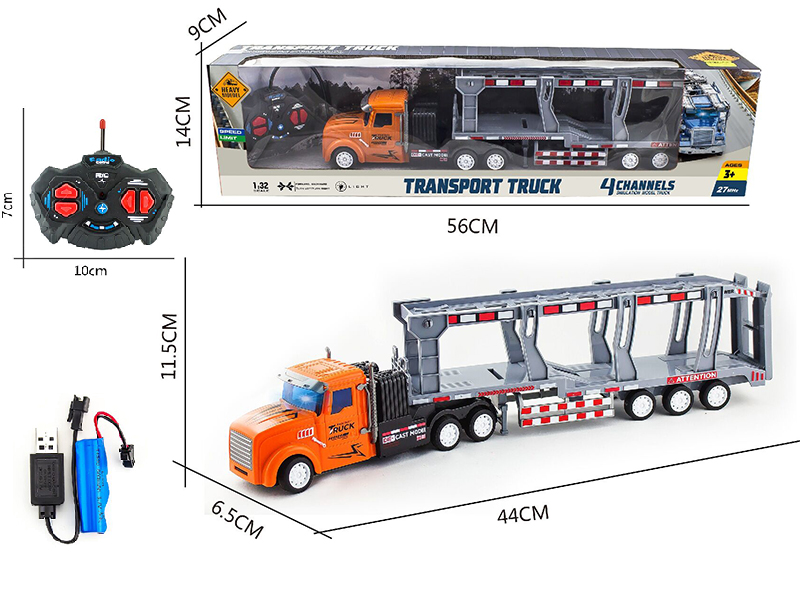 1:32 27Mhz 4-Channel Remote Control  Double-Deck Transport Truck With Light(Included  Batteries)