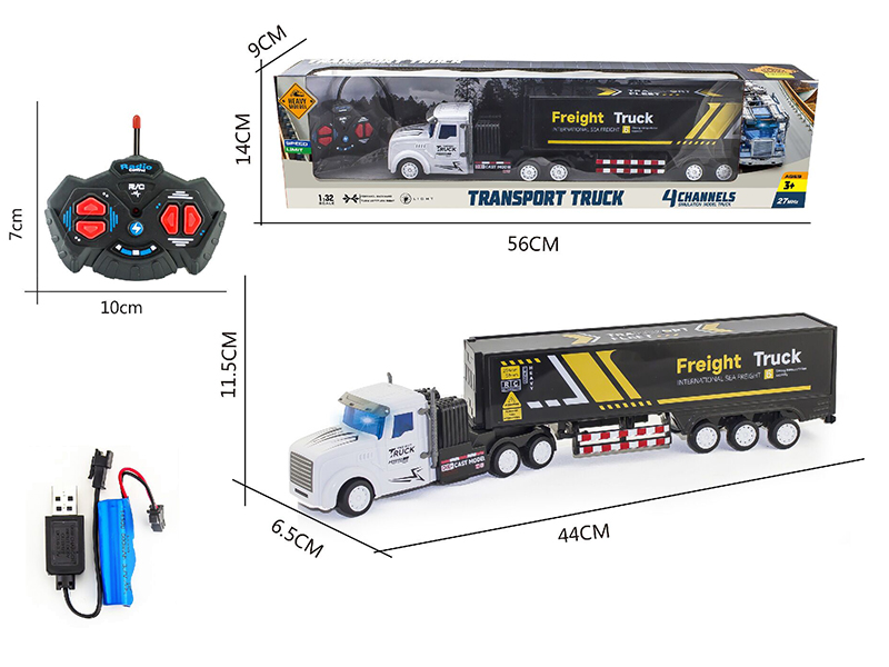 1:32 27Mhz 4-Channel Remote Control Container Truck With Light(Included  Batteries)