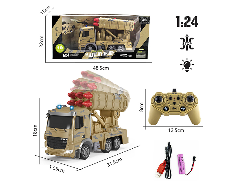 1:24 10-Channel 2.4G Remote Control Missile Truck With Light(Included Batteries)