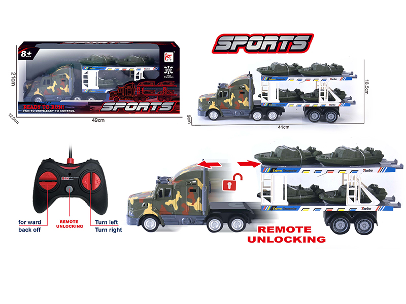 5-Channel Remote Control Automatic Unlocking Container Truck (With 4 Boats)