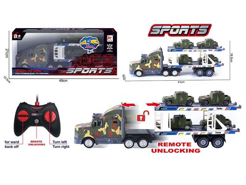 5-Channel Remote Control Automatic Unlocking Container Truck (With 4 Military Trucks)