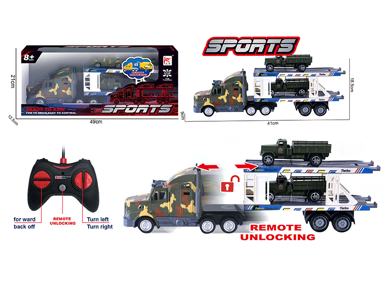 5-Channel Remote Control Automatic Unlocking Container Truck (With 4 Military Trucks)