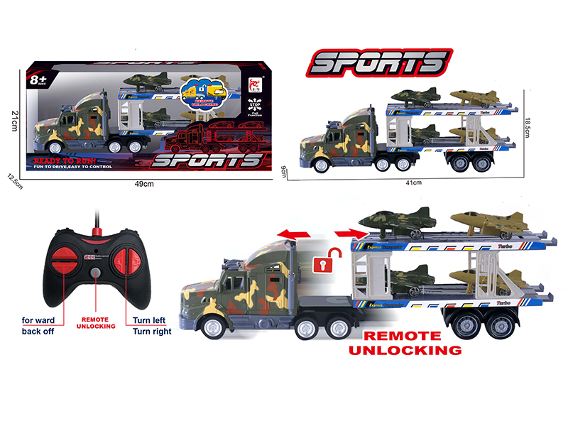 5-Channel Remote Control Automatic Unlocking Container Truck (With 4 Warplanes)