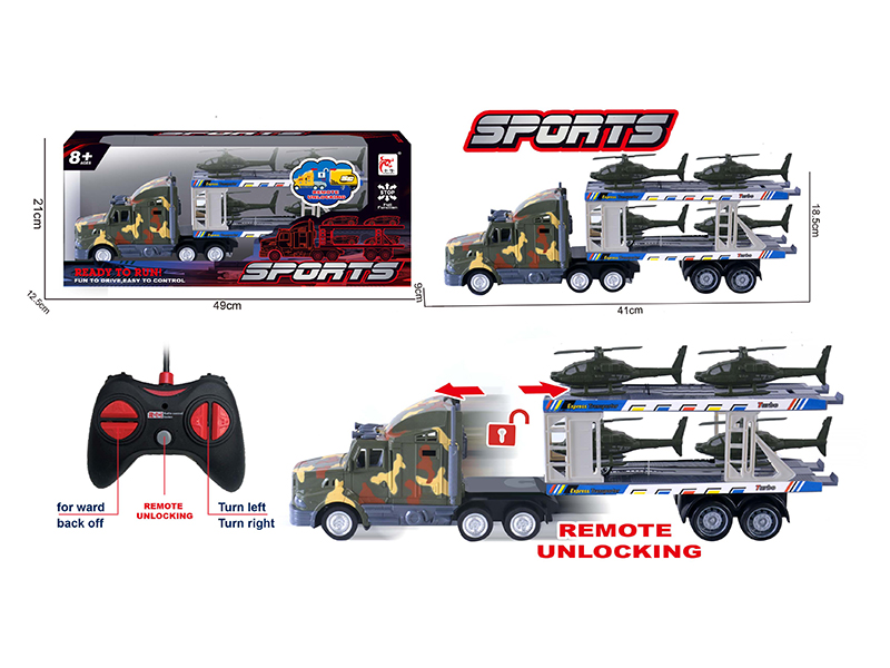 5-Channel Remote Control Automatic Unlocking Container Truck (With 4 Helicopters)